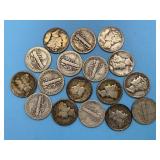 (17) silver Mercury Dimes  1917-1945