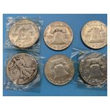 1941 Walking Liberty Half + (5) Franklin Halves