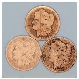 1883-O, 84-P, 96-O Morgan Dollars