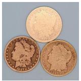 (3) 1887-O Morgan Dollars