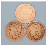 (3) 1890-O Morgan Dollars