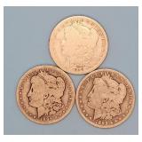 (3) 1899-O Morgan Dollars