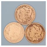 (2) 1889-O and (1) 1890-O Morgan Dollars