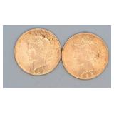 1922-P and 23-P Peace Dollars More high Grade