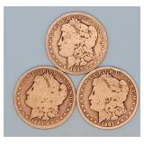 1887-O and (2) 1901-O Morgan Dollars