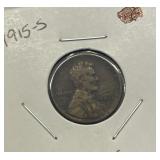 1915-S Lincoln Cent  Semi-key Strong wheat lines