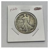 1916-D Obverse Walking Liberty Half  Semi-Key