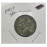 1943 over 2 Silver Jefferson Nickel  Rare variety