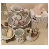 Pitcher and bowl, bathroom decor