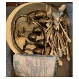 24k EP flatware and plates & goblets