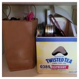 Gift bags, boxes, ribbon and tissue paper