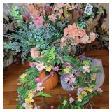 Artificial flowers/vases and pumpkin