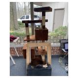Cat tower, (2) Picture frames, suitcase