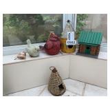 Bird houses and bird figurines