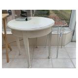 Round table (23' tall) and metal plant stand