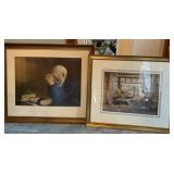 Man praying 'Grace' picture and lady reading