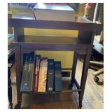 Wood stand, books