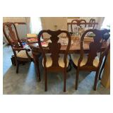Fancher Table (65?), (6) Chairs, leaves, padding