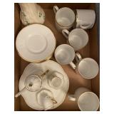 Miniature tea set, vase