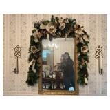 Mirror, candle sconces