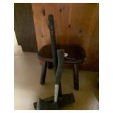 Small stool, wedge and hatchet