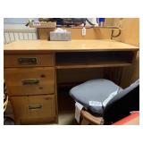 Dove tailed wooden desk (43.5'x22'30.5') w/ chair