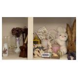 Easter decor, glassware, candle holders and more
