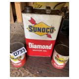Vintage Sunoco diamond motor oil cans