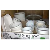 White ramekins, casserole dishes