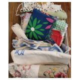 Linens, doilies, embroidery pcs and more