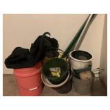 Plastic planters, bucket and more