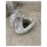 Concrete swan planter