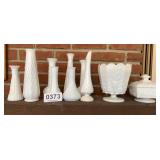 Milk glass vases
