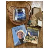 Photo frames, magazines, basket