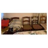 (5) Wooden chairs woven bottom
