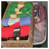 Tote and box of yarn and more