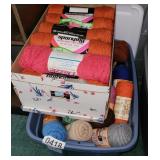 Tote and box of yarn