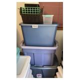 (4) Plastic totes, plastic baskets