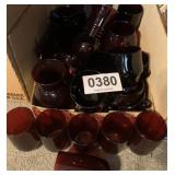 Red glass cups and more