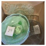 Green depression glass and bowls