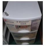 3 drawer cart with office supply contents