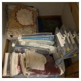 Valance, doilies, curtains, more