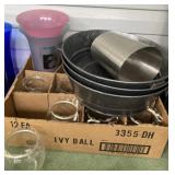 Vases, ivy bowls, tin tubs