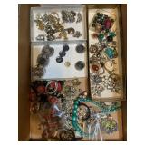 Pins, costume jewelry, vintage bracelet