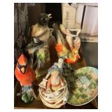 Bird figurines, plate and more