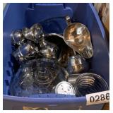 Tin shakers, cups, cake platter and more