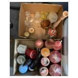 Candles, glass candle holders, more
