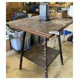Wooden table and landscaping lights timer