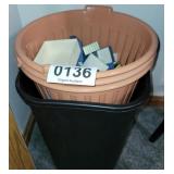 Trash can, mini baskets and boxes
