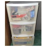 3 drawer storage with office supply contents